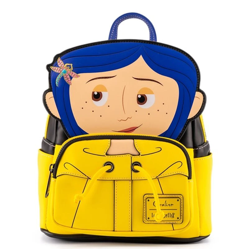 LOUNGEFLY Coraline Raincoat Cosplay Mini Backpack 3 LOUNGEFLY Coraline Raincoat Cosplay Mini Backpack