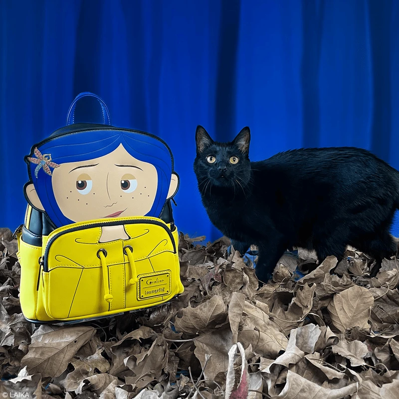 LOUNGEFLY Coraline Raincoat Cosplay Mini Backpack 4 LOUNGEFLY Coraline Raincoat Cosplay Mini Backpack - Image 2