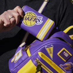 LOUNGEFLY NBA Los Angeles Lakers Patch Icons Zip Around Wallet -Loungefly LAKERS NBA PATCHES 022