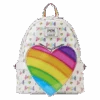 LOUNGEFLY Lisa Frank Rainbow Heart Mini Backpack With Waist Bag