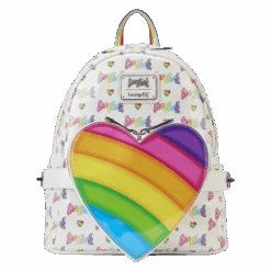 LOUNGEFLY Lisa Frank Rainbow Heart Mini Backpack With Waist Bag