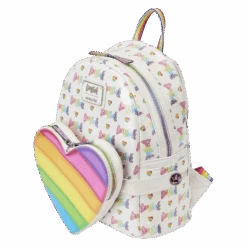 LOUNGEFLY Lisa Frank Rainbow Heart Mini Backpack With Waist Bag -Loungefly LSFBK0005 LFLISAFRANKLOGOHEARTDETACHABLERAINBOWBAGMINIBACKPACK0303QUARTER