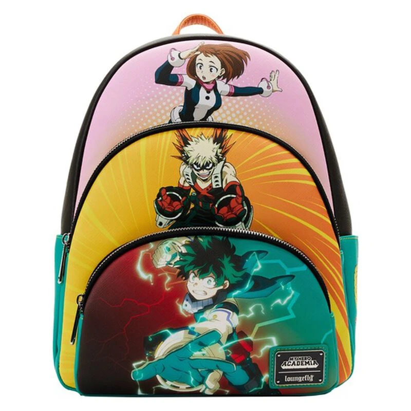 LOUNGEFLY My Hero Academia Triple Pocket Scene Mini Backpack 3 LOUNGEFLY My Hero Academia Triple Pocket Scene Mini Backpack