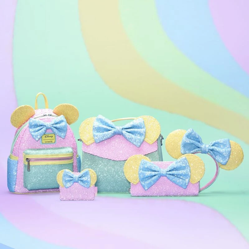 LOUNGEFLY Limited Edition Exclusive - Minnie Mouse Pastel Sequin Mini Backpack 4 LOUNGEFLY Limited Edition Exclusive - Minnie Mouse Pastel Sequin Mini Backpack - Image 2