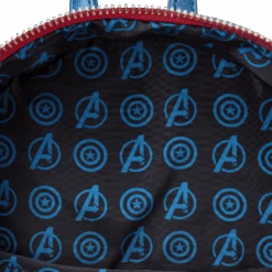 LOUNGEFLY Marvel Metallic Captain America Cosplay Mini Backpack 15 LOUNGEFLY Marvel Metallic Captain America Cosplay Mini Backpack -Loungefly MVBK0276 LFMARVELSHINECAPTAINAMERICAMINIBACKPACK0117INSIDE
