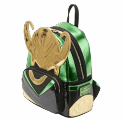 LOUNGEFLY Marvel Metallic Loki Mini Backpack -Loungefly MVBK0277 LFMARVELSHINELOKIMINIBACKPACK0149QUARTER