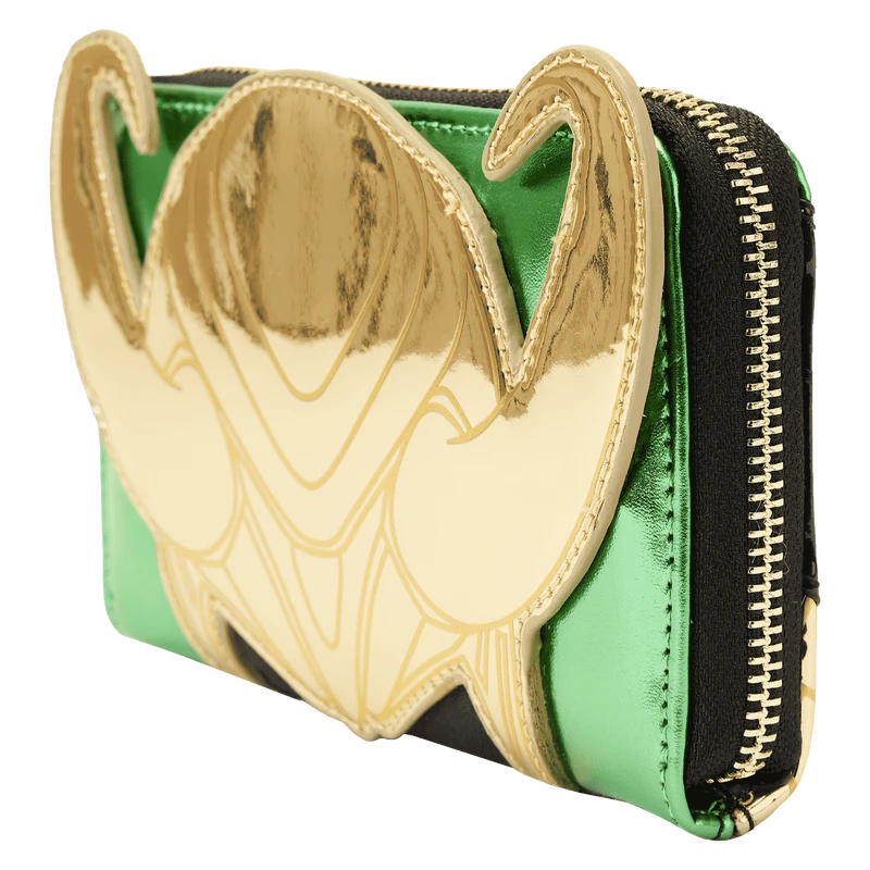 LOUNGEFLY Marvel Metallic Loki Zip Around Wallet 4 LOUNGEFLY Marvel Metallic Loki Zip Around Wallet - Image 2