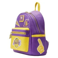 LOUNGEFLY NBA Los Angeles Lakers Patch Icons Mini Backpack -Loungefly NBABK0018 LFNBALALAKERSPATCHICONSMINIBACKPACK0350SIDE