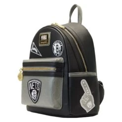 LOUNGEFLY NBA Brooklyn Nets Patch Icons Mini Backpack -Loungefly NBABK0020 LFNBABROOKLYNNETSPATCHSICONSMINIBACKPACK0384SIDE