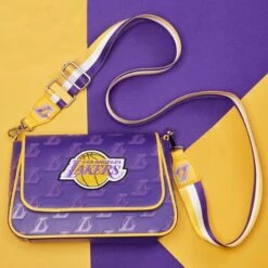LOUNGEFLY NBA Los Angeles Lakers Logo Crossbody Bag -Loungefly NBATB0001 2