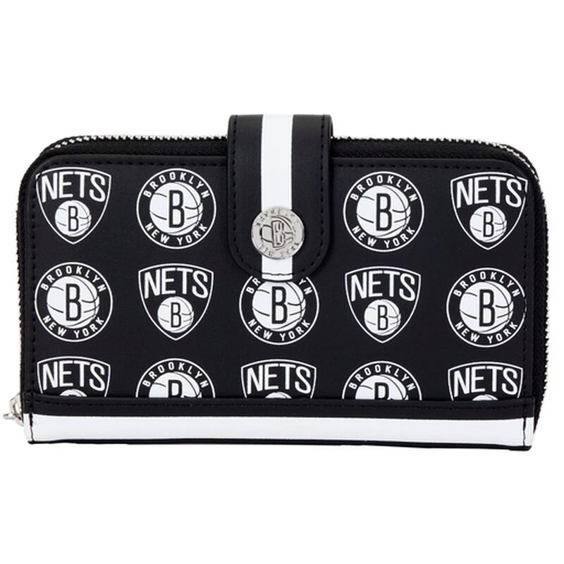 LOUNGEFLY NBA Brooklyn Nets Logo Zip Around Wallet 3 LOUNGEFLY NBA Brooklyn Nets Logo Zip Around Wallet