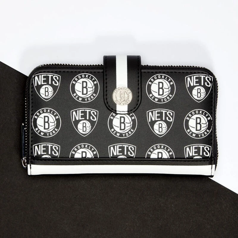 LOUNGEFLY NBA Brooklyn Nets Logo Zip Around Wallet 4 LOUNGEFLY NBA Brooklyn Nets Logo Zip Around Wallet - Image 2