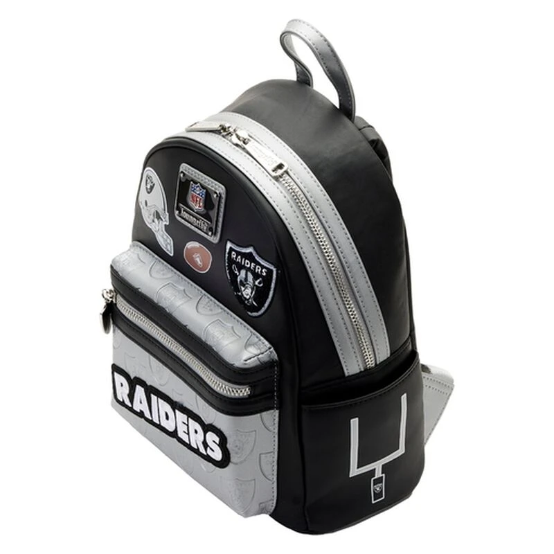 LOUNGEFLY NFL Las Vegas Raiders Patches Mini Backpack 4 LOUNGEFLY NFL Las Vegas Raiders Patches Mini Backpack - Image 2