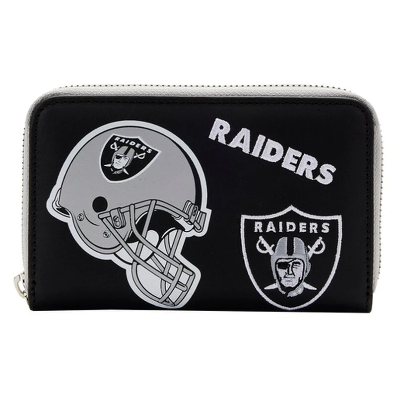 LOUNGEFLY NFL Las Vegas Raiders Patches Zip Around Wallet 3 LOUNGEFLY NFL Las Vegas Raiders Patches Zip Around Wallet