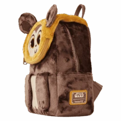 LOUNGEFLY Star Wars Plush Wicket Mini Backpack -Loungefly STBK0398 LFSTARWARSPLUSHPOCKETWICKETMINIBACKPACK1820SIDE