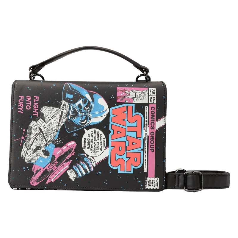 LOUNGEFLY Stitch Shoppe Dark Side Vs. Light Side Comic Book Crossbody Bag 4 LOUNGEFLY Stitch Shoppe Dark Side Vs. Light Side Comic Book Crossbody Bag - Image 2