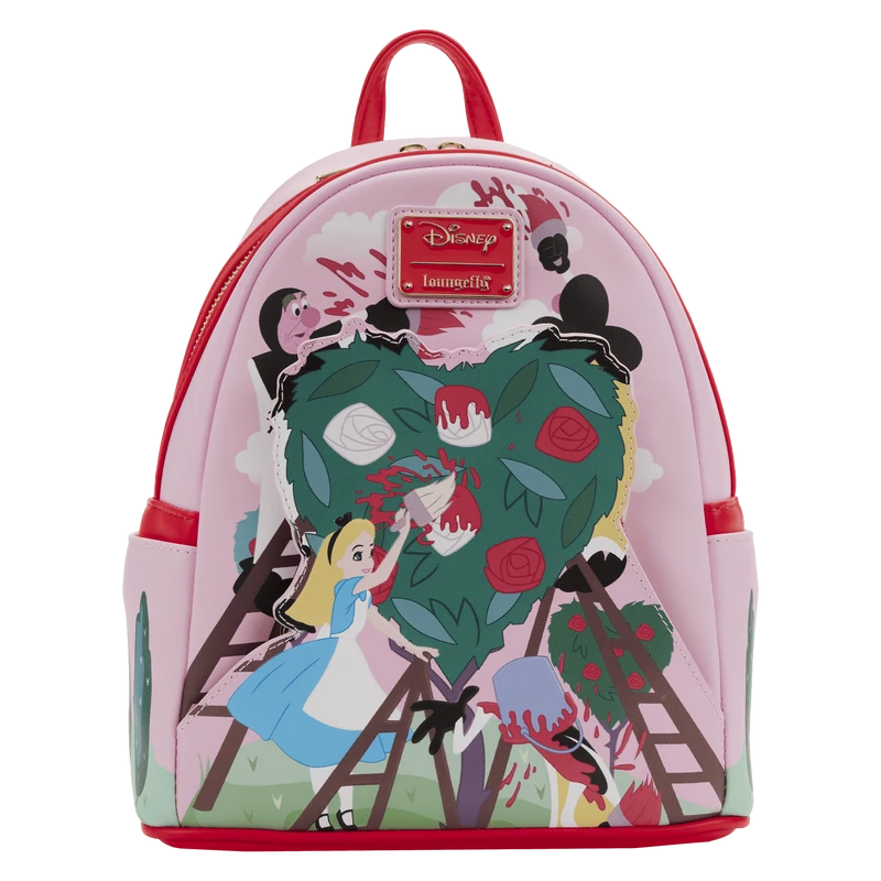 LOUNGEFLY Alice In Wonderland Painting The Roses Red Mini Backpack 3 LOUNGEFLY Alice In Wonderland Painting The Roses Red Mini Backpack