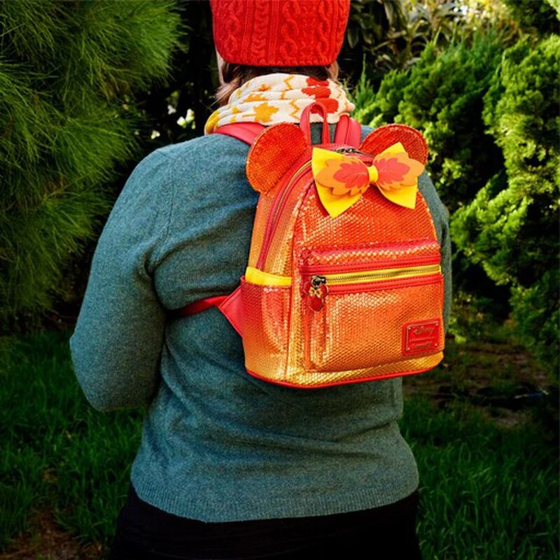 LOUNGEFLY Exclusive - Disney Fall Sequin Minnie Mouse Ombre Mini Backpack 4 LOUNGEFLY Exclusive - Disney Fall Sequin Minnie Mouse Ombre Mini Backpack - Image 2