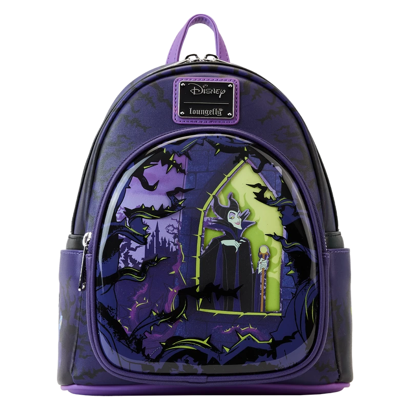 LOUNGEFLY Limited Edition Maleficent Window Box Glow Mini Backpack 3 LOUNGEFLY Limited Edition Maleficent Window Box Glow Mini Backpack