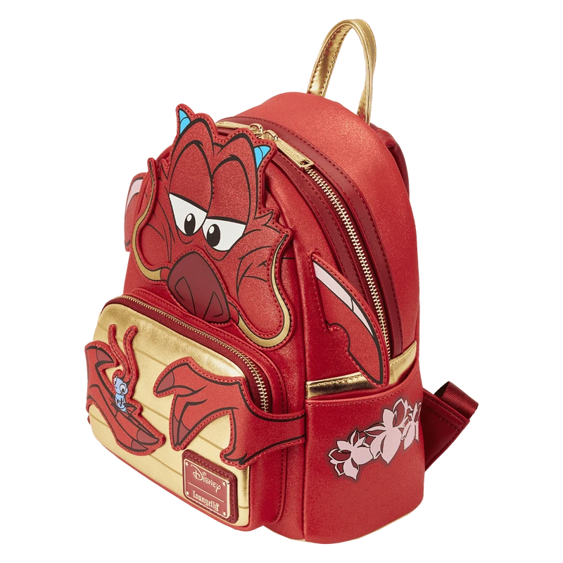 LOUNGEFLY Mulan 25th Anniversary Mushu Glitter Cosplay Mini Backpack 6 LOUNGEFLY Mulan 25th Anniversary Mushu Glitter Cosplay Mini Backpack - Image 4