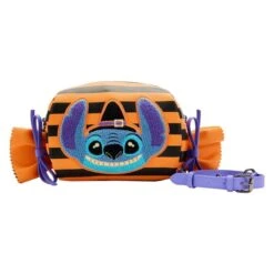 LOUNGEFLY Lilo And Stitch Striped Halloween Candy Wrapper Crossbody Bag