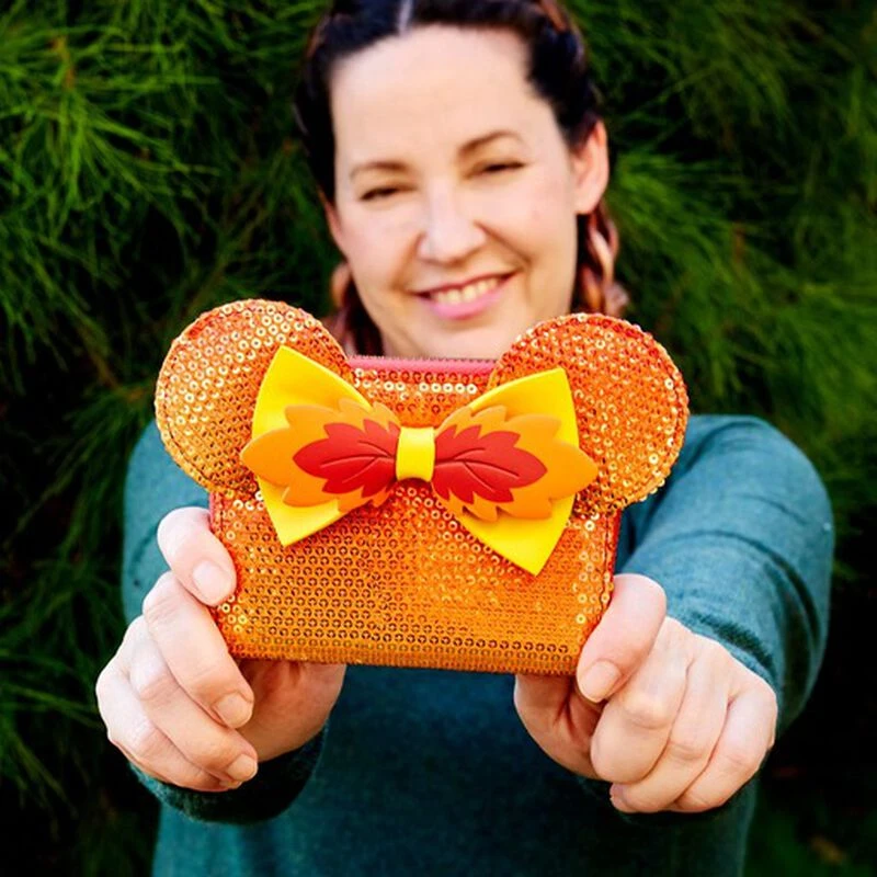 LOUNGEFLY Exclusive - Disney Fall Minnie Mouse Sequin Ombre Zip Around Wallet 4 LOUNGEFLY Exclusive - Disney Fall Minnie Mouse Sequin Ombre Zip Around Wallet - Image 2