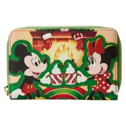 LOUNGEFLY Mickey & Minnie Mouse Hot Cocoa Fireplace Zip Around Wallet